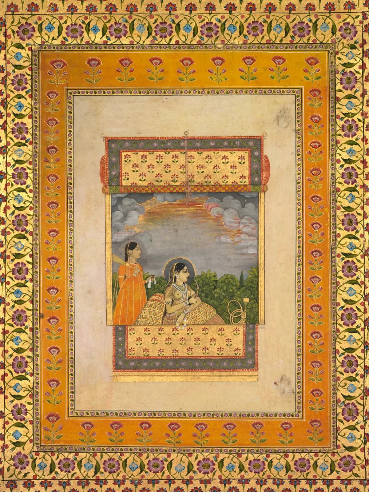 Princess and attendant in trompe l’oeil window, c. 1765